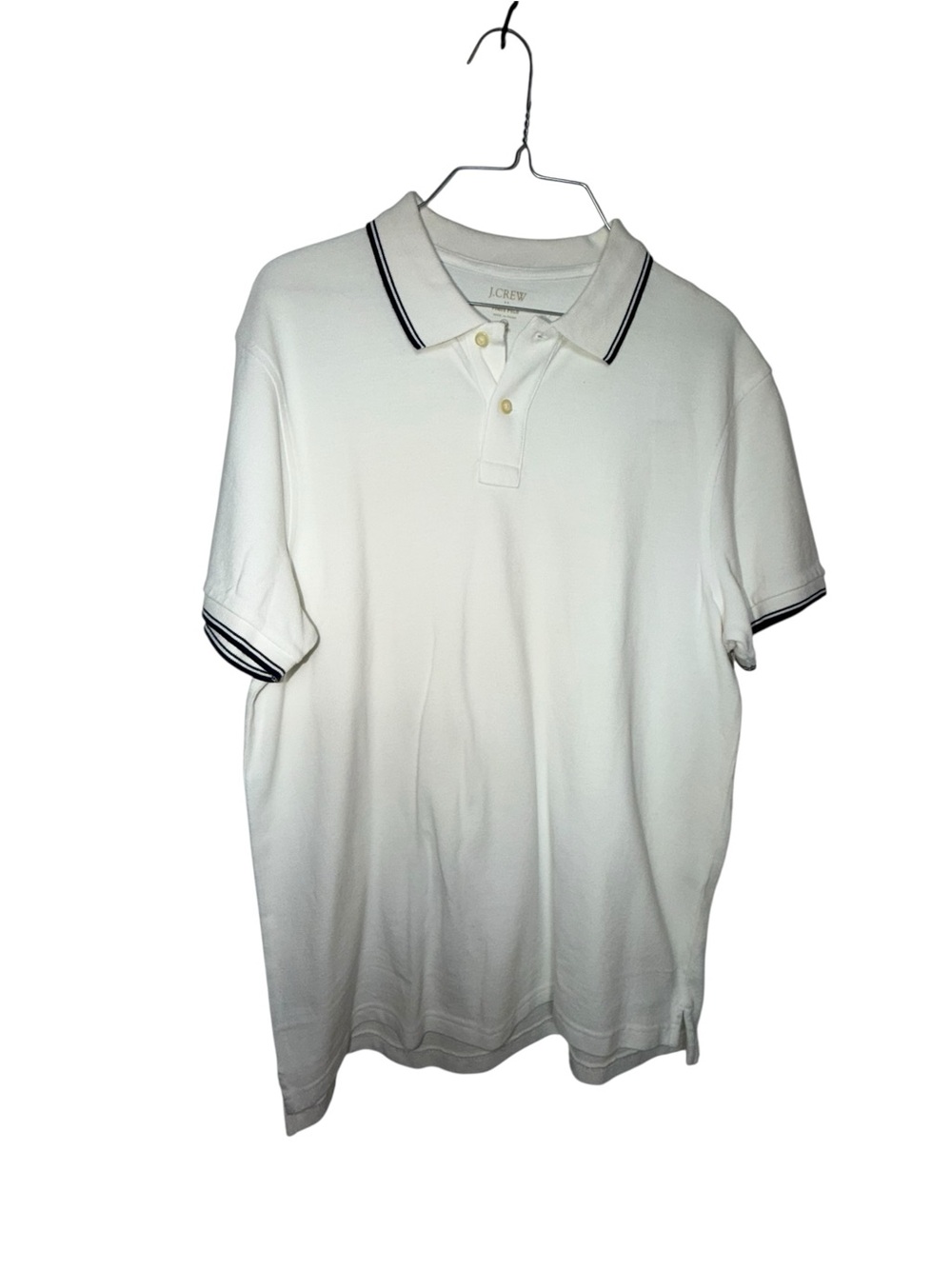 J. Crew Men’s White Polo with Black Stripe Trim